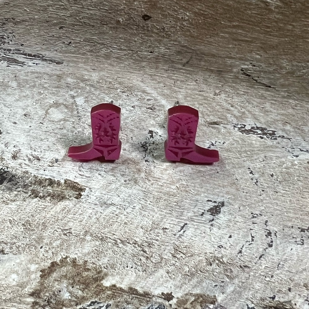 Purple Cowboy Boot Earrings